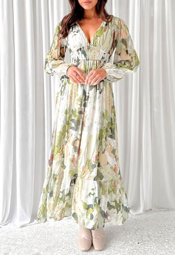Image of Sissyaki Womens Long Sleeve Summer Maxi Dress 2026 Floral Dress Spring Wedding Guest Dress