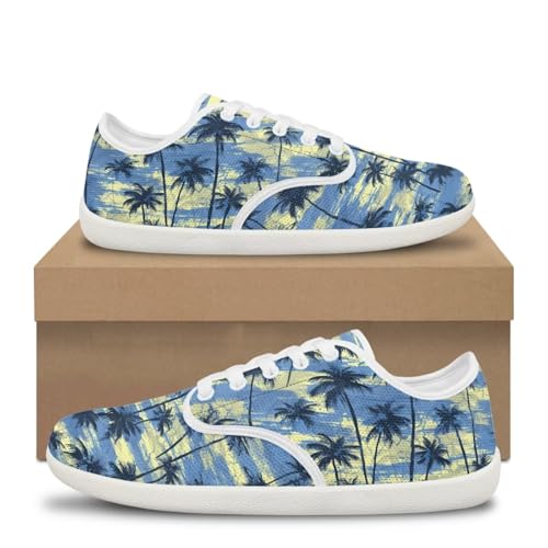 Howilath Floral Pattern Barefoot Shoes Women Lace up Running Sneakers Flat Casual Sport Shoes with EVA Sole3