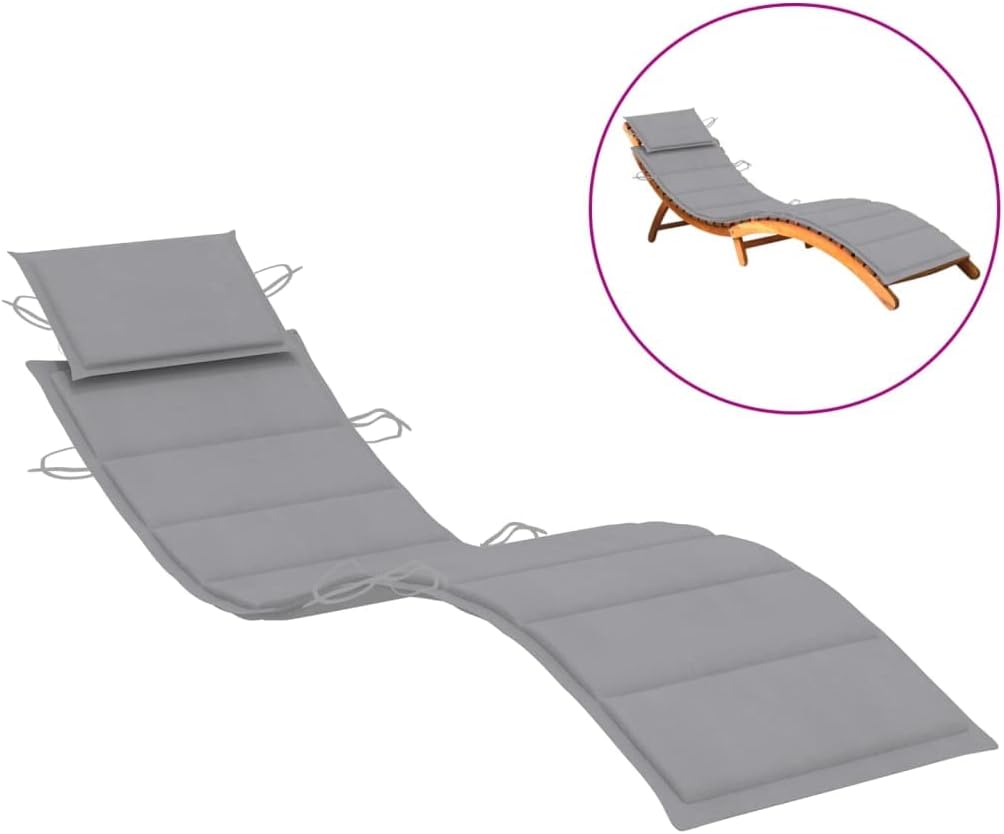 (Fast Delivery) Garden Lounge Chair Cushion,Outdoor Chaise Lounge Cushion,Patio Lounge Cushion,Patio Seat Cushion,Universal Design,with Head Pillow,Sun Lounger Cushion Gray 73.2"x22.8"x1.6"