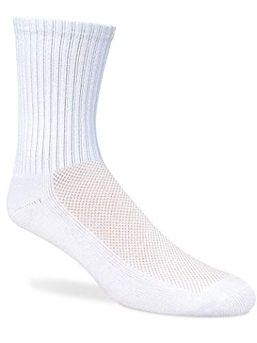 Mens Cushioned Crew Socks, White, Large