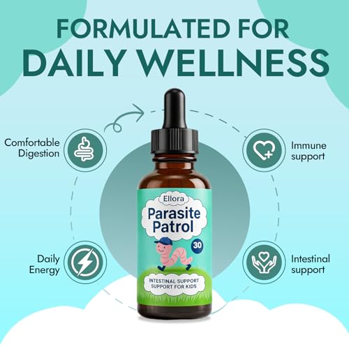 Image of Ellora Gut Cleanse Drops, Herbal Digestive Wellness Liquid Formula, 1 Fl Oz | Made with black walnut hull, wormwood, clove and pumpkin seed extract for a simple daily botanical supplement routine.