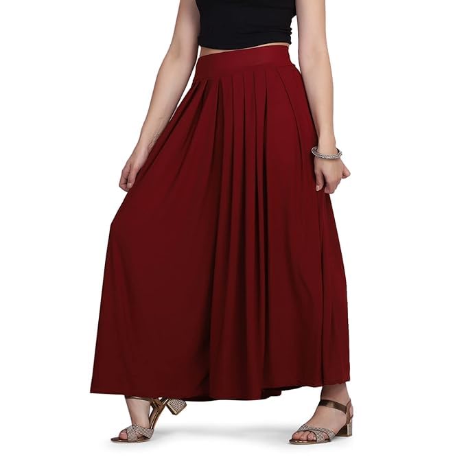 Image of Women's Lyakara Fabrics Solid Pleated Flared Palazzo Pants