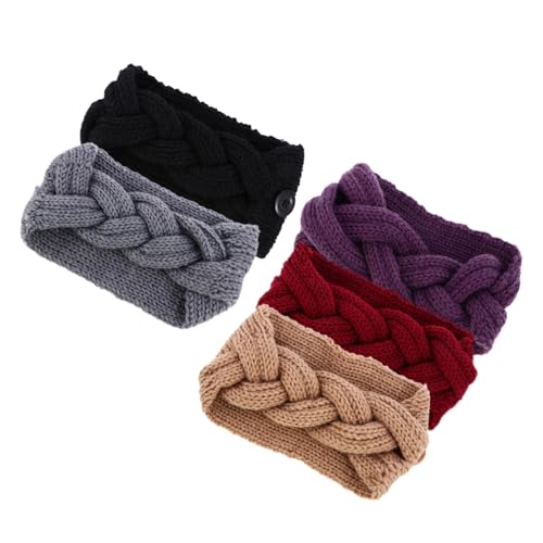 Veemoon Warm Headband Button for Women 5pcs Sports Headband for Women Ear Warmer Comfortable Turban Button Random Color