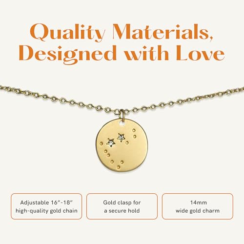 Lucky Feather Zodiac Necklace - 14K Gold-Dipped Constellation Pendant Necklace - Zodiac Sign Birthday Gifts for Women and Girls with Adjustable 16" - 18" Chain3