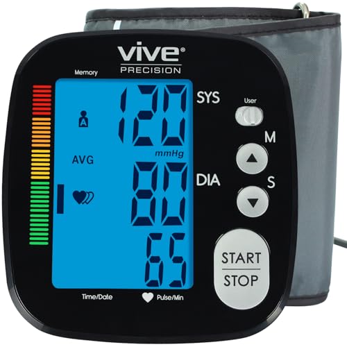 Vive Precision Blood Pressure Monitor - Upper Arm High Heart Rate Digital Sphygmomanometer BP Cuff Machine - Automatic Accurate Home Use BPM System for Hypertension- Pregnancy Must Have