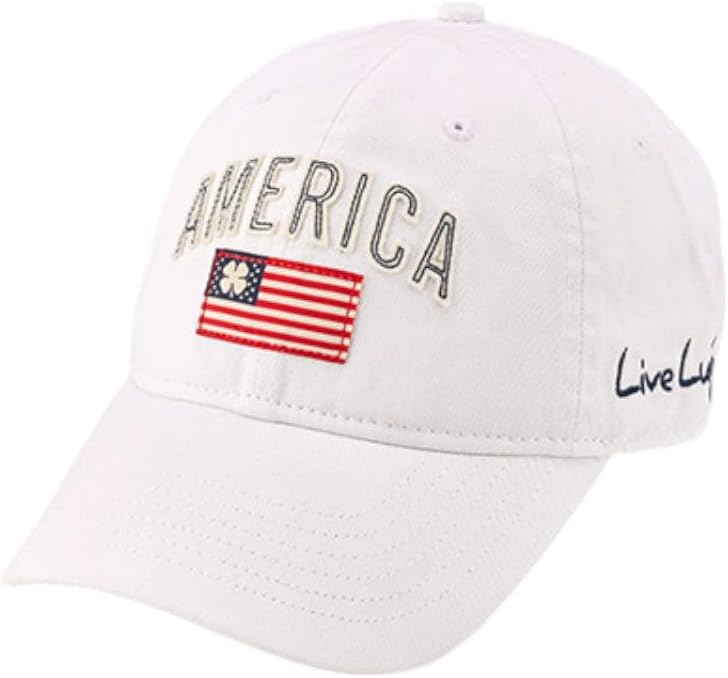 Black Clover American Crew 1 Adjustable Hat - Unisex Cap - Woven Label Flag - Eyelets for Ventilation White Hat/3d Stitch Lettering/American Flag Woven Patch One Size One Size