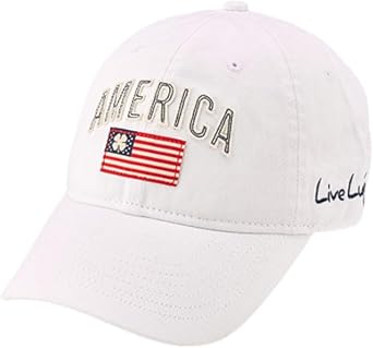 Black Clover American Crew 1 Adjustable Hat - Unisex Cap - Woven Label Flag - Eyelets for Ventilation White Hat/3d Stitch Lettering/American Flag Woven Patch One Size One Size