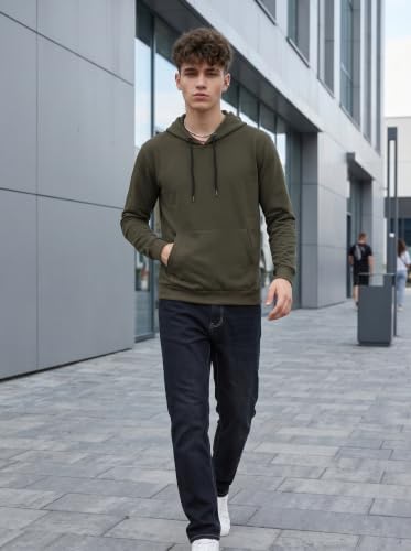 Image of HOODMASTER Unisex Fleece Hoodie Sweatshirt with Pockets Full Sleeves Regular Fit Solid Pattern Hooded Neck and Standard Length | Hoodies for Men & Women