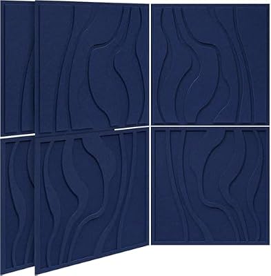 BUBOS Art Acoustic Wall Panels 6 Pack - 23.6"x23.6" Self-adhesive Sound Proof Panels, Decorative Sound Absorbing Panels for Office, Home Theater & Studio Recording Equipment, Navy Blue