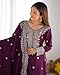 FASHION FRONTIER Beautiful Heavy Chinnon Silk New Punjabi Style Sharara Suit For Women Ready To Wear Salwar Kameez With Dupatta (US, Alpha, XX-Large, Regular, Wine)