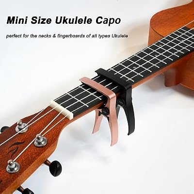 Mini Ukulele Capo for 4 String Guitar and Mandolin, Mini Size Professional Ukulele Capo (Black)