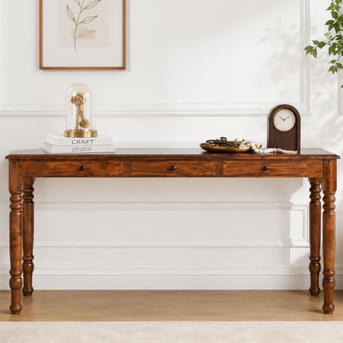 Image of Wooden Console Table for Living Room | Entryway Sofa console Table for Home & Office | Side Entrance console Table with storage drawers | Narrow Wooden Entryway Accent Table | Hallway, Foyer, Entrance