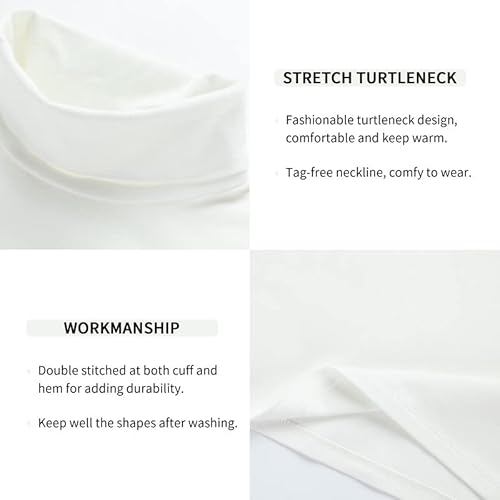 Dotdog Unisex Kids Soft Cotton With Spandex Pullover Long Sleeve T-Shirt Turtleneck Tees For Girls Or Boys (3-12 Years)(White, Xl) #TOP3