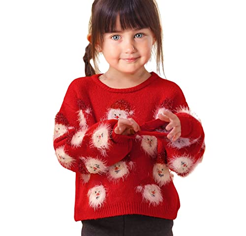Toddler 𝐔gly Christmas Sweater Funny Xmas Crewneck Knit Pullover Kids Long Sleeve Fuzzy Holiday 𝐏𝐚rty Top
