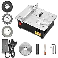 96W Tischkreissäge mit 4 Klingen, 7-Gang-Netzteil Mini Tischsäge Tragbare Präzisions Schneidmaschine 0,1-15mm Einstellbarer Multifunktionale Kleine Table Saw für Holzbearbeitung