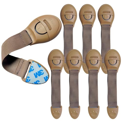 Image of KidDough Furniture Safety Locks for Kids, Child Safety Locks for Drawers, Cabinets, Fridge, Cupboard Lock, Baby Proofing Product, Strong and Adhesive Safety Locks (Beige, 8 Beige Locks)