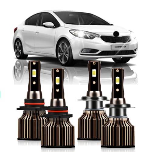 TEENRAM Fit For Kia Forte 2017 2018 2019 2020 2021 2022 High Low Beam Light Bulbs Combo, 6000K White Car Light, 30000LM 400% Brightness, Plug n Play, Pack of 4