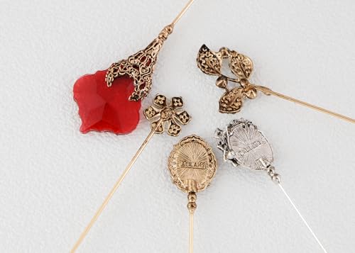 Image of Alilang 5Pcs Vintage Bendable Lapel Pins Classic Pin Brooches Set Accessories for Secure Styling on Hats, Scarves