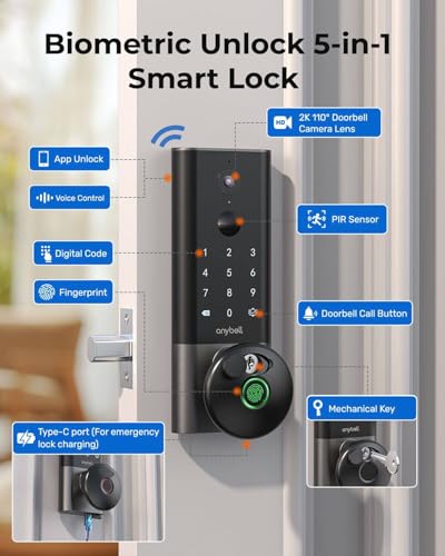 Smart Biometric Front Door Lock with Camera