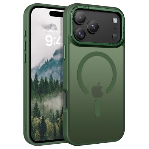 Telaso Case for iPhone 17 Pro, iPhone 17 Pro Phone Case Compatible with Magsafe Translucent Matte Back Slim Fit Full Body Shockproof Cover for iPhone 17 Pro 6.3", Dark Green by Telaso - Used condition - CA$5.23