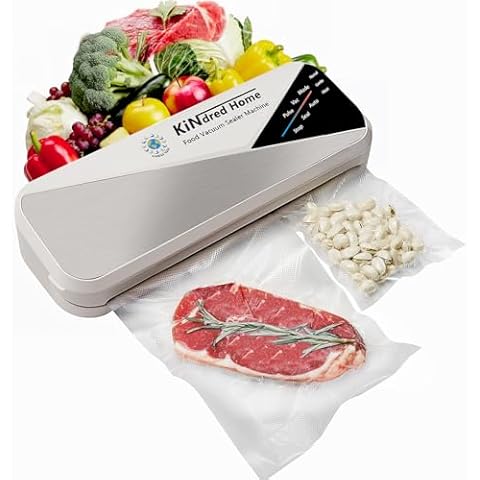 Vacuum Sealer Machine for Food Saver - Automatic Vacuum Sealer for Food Storage, Powerful Suction, Wet/Dry Modes for Sous Vide, Meal Prep, Home Kitchens, Refrigerator Storage Preserve, White Cover
