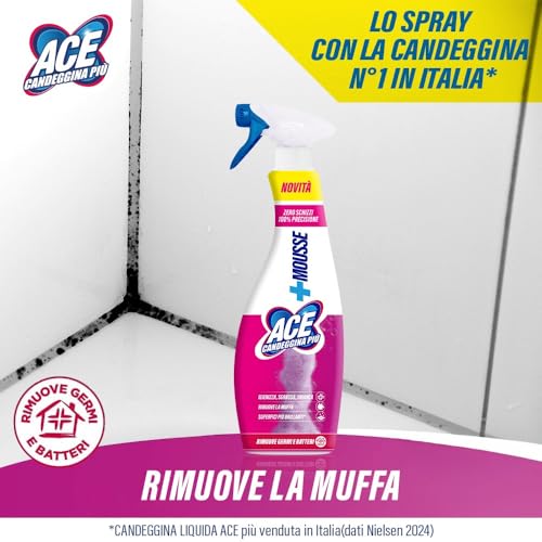 Ace Candeggina Spray Mousse + Ricarica, confezione da 10 flaconi (10x690ml) - Immagine 5