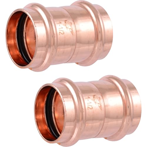 Image of SharkBite 1-1 /2 Inch Coupling, Copper Press Plumbing Fitting, Pack of 2, UPR0141X2