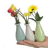 Set of 3 Decorative Miniature Bud Vases,Ceramic Bottle，Ideal Gift for for Home Office, Decor, Table Vases, Bookcase Ornaments Bottles(Multi 3 Colors)