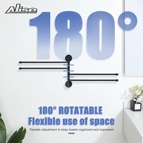 Foto de Alise Toallero giratorio, barra de toalla plegable de 4 brazos para baño, estantes de secado de montaje en pared para lavandería, soporte de toalla de acero inoxidable SUS304 para almacenamiento, (imagen 6)