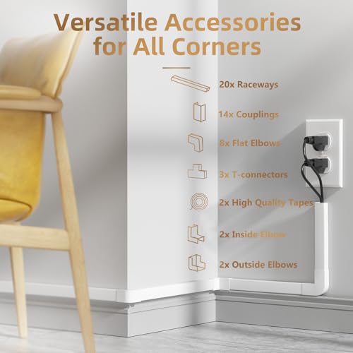 image for Delamu Cable Hider, 315in Cord Covers for 2-3 Wires on Wall, TV Cord H