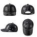 FEINION Men's Leather Hat Adjustable Genuine Leather Baseball Cap (Black)