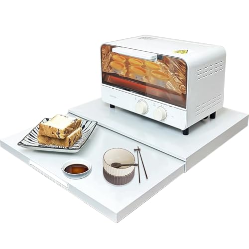 Cairsayo Microwave Countertop Stand, Carbon Steel Pull-Out Retractable Organizer for