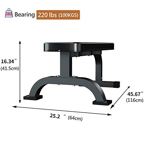 Murtisol Multifunctional Flat Weight Bench for Weight Training and Abdominal Exercise,Workout Excercise Fitness Bench,45.67''25.2''16.34'',Model 1212,Black