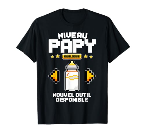 Niveau Papy Débloqué Futur Grand Père Annonce Grossesse Geek T-Shirt