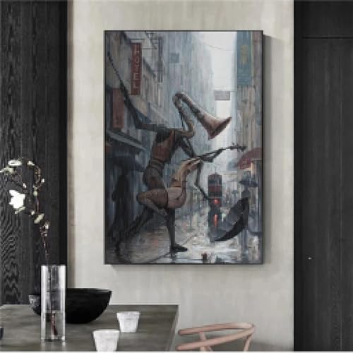 Peinture sur toile musique rétro affiche vintage pour décoration murale salon