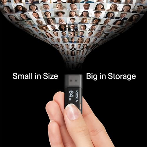Image of KIOXIA TransMemory U301 64GB USB 3.2 Gen 1 Flash Drive - High-Speed, Compact, Portable Storage Solution with 5-Year Warranty (Black)