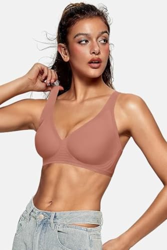 Image of Seamless Wireless Bra for Women | No Underwire Deep V Invisible T-Shirt Bra | 360 Support | Adjustable Straps | Soft Comfortable Everyday Bra