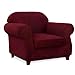 SUBRTEX Stretch Chair Covers 2 Piece 1 Seater Armchair Couch Sofa Cover Washable Furniture Protector with Elastic Bottom for Kids, Pets(Wine,Armchair)