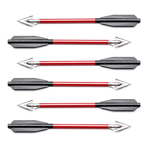 Aluminium Armbrustbolzen Pfeil 6,5" Zoll mit Stahl Broadhead Jagd Mini Pistole für 50-80 Lbs Katapult Jagdpfeile (Rot) Cover