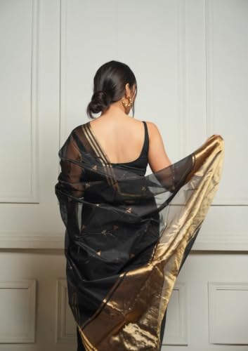 Image of Flosive inchWomen's Premium Pure Cotton Silk Saree with Golden Zari Border and Butti Work | Traditional Handloom Style Saree for Festive & Office Wear