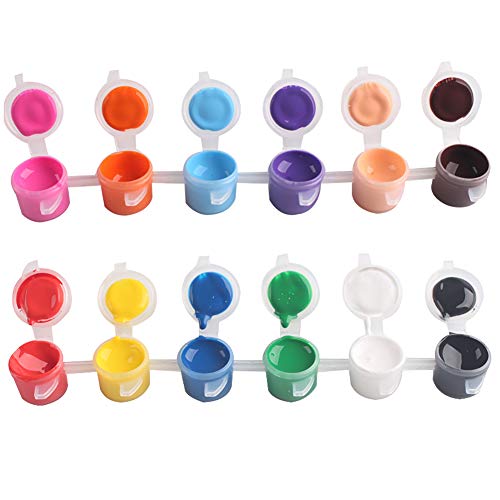 angel3292 12 Colors Acrylic Painting Pigment Paint Brush Set DIY Art Craft Drawing