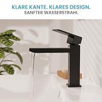 Bächlein Badarmatur Imatra in kantigem Design, Einhebelmischer mit klarer Linienführung in modernem Look, Bad Wasserhahn Matt Schwarz – Ansicht 4