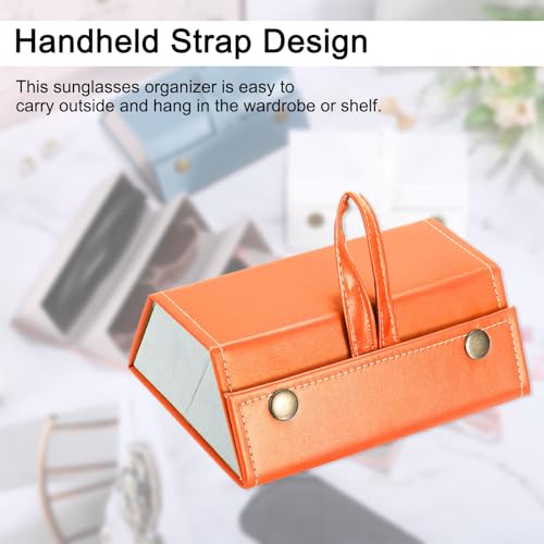 Image of PATIKIL Travel Sunglasses Organizer, 3 Slots Foldable Sunglasses Holder Leather Sunglass Storage Organizer Case