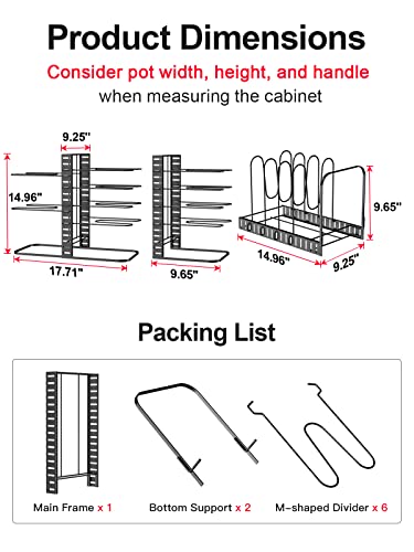 image for MUDEELA Pots and Pans Organizer : Rack for Cabinet, 8-Tier Kitchen Cab