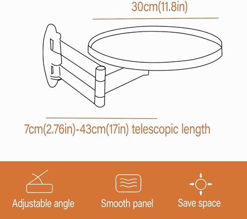 Table d'appoint ronde pliable murale rabattable à support extensible Slish