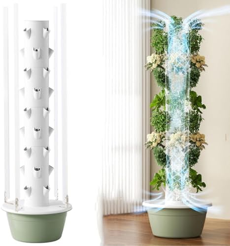 Vertical Hydroponic Grow Tower - 5-Layer Hydroponic System with Integrated LED Light for Home Gardening - Perfect for Growing Fruits & Vegetables Indoors