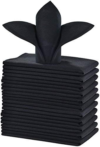 Cieltown Black Napkins Cloth 1-Dozen, Solid Washable Fabric Reusable Napkins
