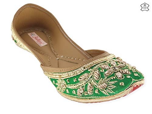 Image of Fulkari Women's Murraya Genuine Soft Leather Juttis | Bite and Pinch Free Jutis | Punjabi Jutti For Ladies | Bridal Ethnic Stylish Mojari Flats For Girls |