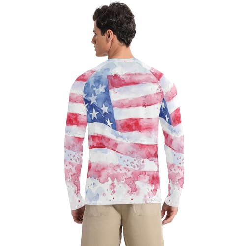 Mens UV Protection Shirts UPF50+ Long Sleeve Rash Guard Beach Shirt Quick Dry for Fishing Swimming S Red2