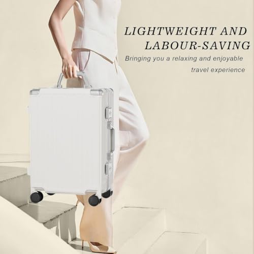 Image of AnyZip Luggage Sets 2 Piece Aluminum Frame Carry On and Checked Suitcase PC ABS Hard Shell TSA Lock No Zipper(White, 20 /28)